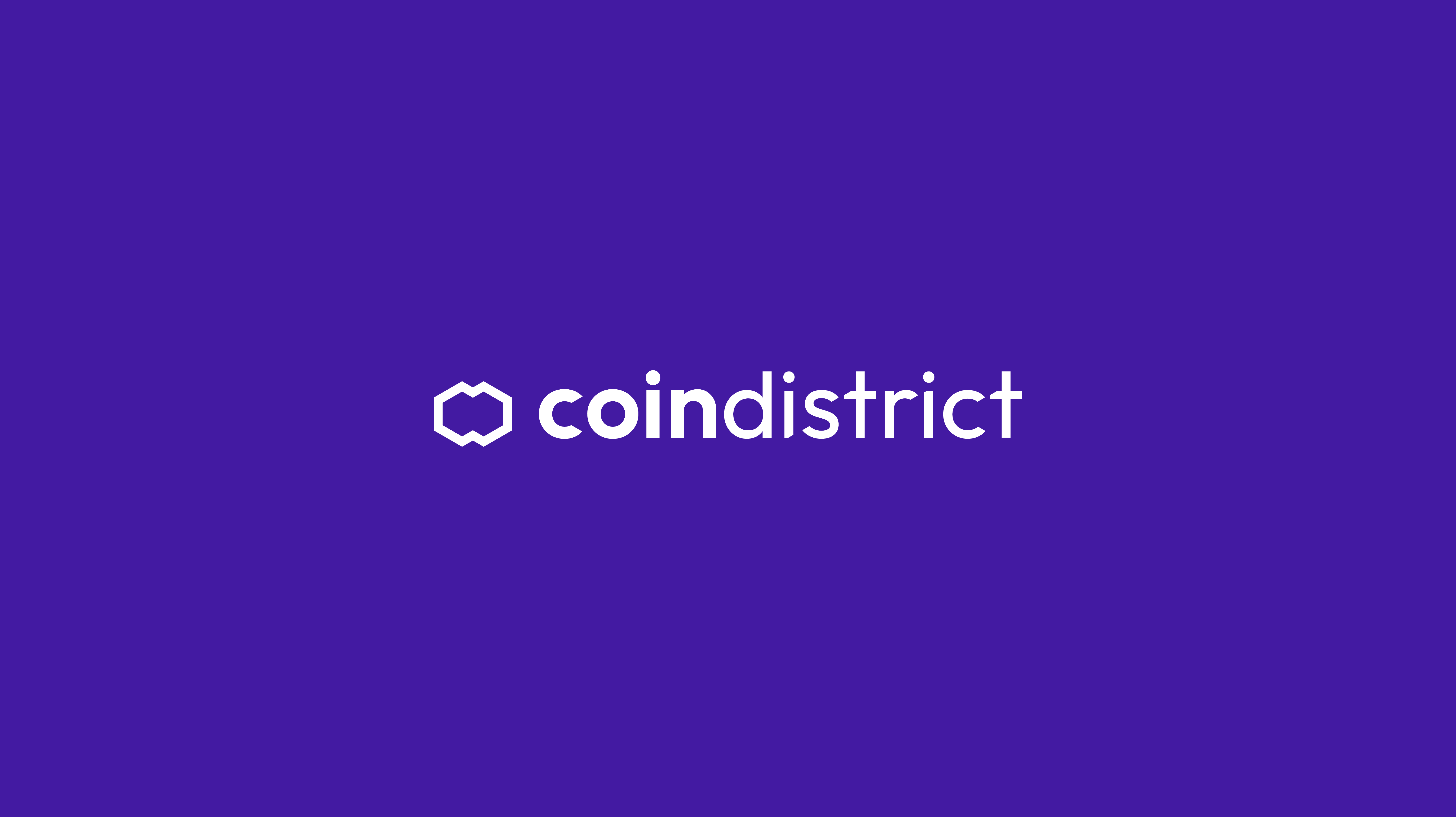 Logo Coin District blanc sur fond violet institutionnel