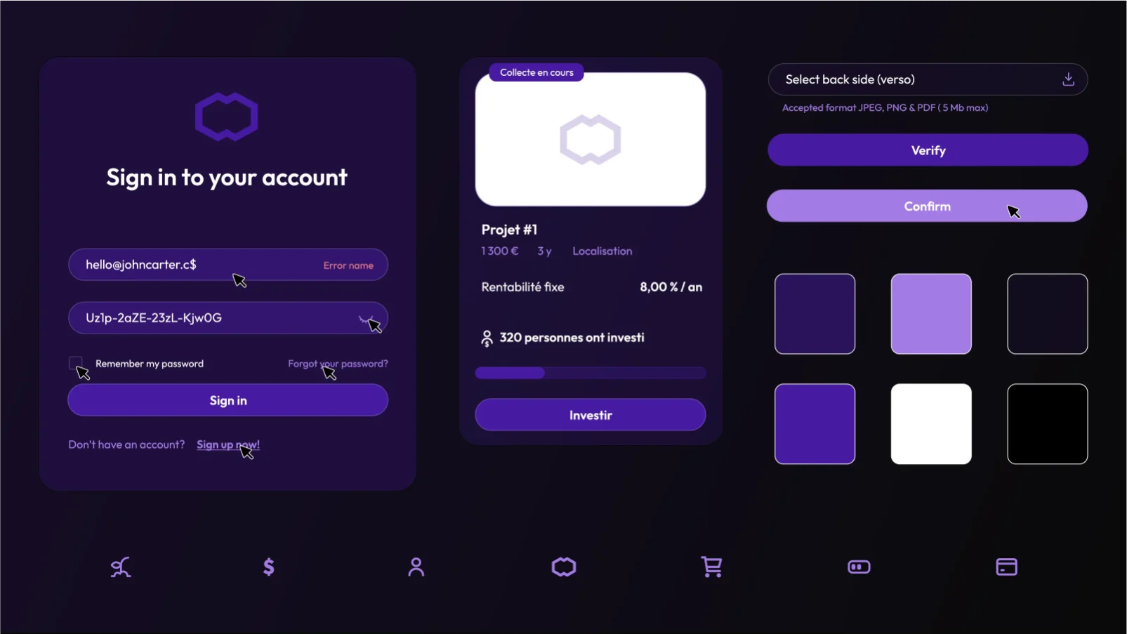 Éléments UI UX Coin District